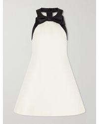 Valentino Garavani - Bow-Detailed Satin-Trimmed Wool And Silk-Blend Crepe Mini Dress - Lyst