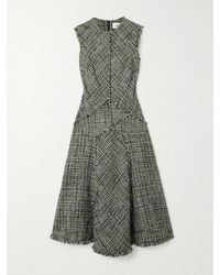 Erdem - Paneled Frayed Tweed Midi Dress - Lyst