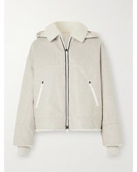Brunello Cucinelli - Bead-Embellished Hooded Shearling-Trimmed Wool Coat - Lyst