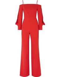 Roland Mouret Marlow Cold-shoulder Crepe Jumpsuit - Red