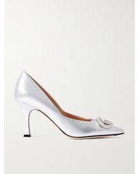 Gucci - Crystal-Embellished Metallic Leather Pumps - Lyst