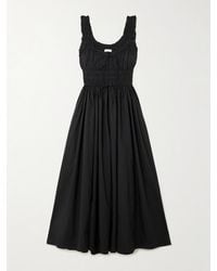 Doen - Emmaretta Tie-Detailed Shirred Organic Cotton-Voile Midi Dress - Lyst