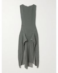 Alaïa - Ruffled Ribbed Open-Knit Cotton-Blend Midi Dress - Lyst