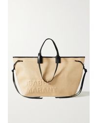 Isabel Marant Wydra Leather-trimmed Embossed Raffia Tote - Natural