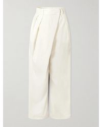 Loewe - Layered Pleated High-Rise Wide-Leg Jeans - Lyst