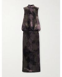 Dries Van Noten - Draped Printed Velvet Maxi Dress - Lyst