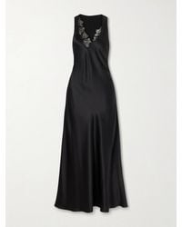 SIR. - Montparnasse Lace-Trimmed Silk-Satin Gown - Lyst