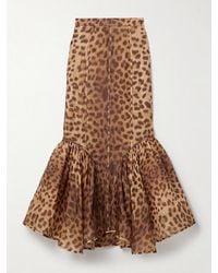 Zimmermann - Crush Ruffled Paneled Leopard-Print Linen And Silk-Blend Organza Maxi Skirt - Lyst