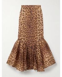 Zimmermann - Crush Ruffled Paneled Leopard-Print Linen And Silk-Blend Organza Maxi Skirt - Lyst