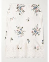 Doen - Elowette Lace-Trimmed Floral-Print Silk-Satin Skirt - Lyst