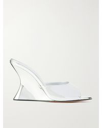 Aquazzura - Bisous 95 Metallic Leather Wedge Sandals - Lyst
