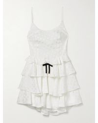 Alessandra Rich - Ruffled Silk-Satin Jacquard Mini Dress - Lyst