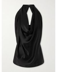Wardrobe NYC - Draped Silk-Satin Halterneck Top - Lyst