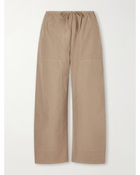 Leset - Kyoto Drawstring Cotton-Poplin Barrel-Leg Pants - Lyst