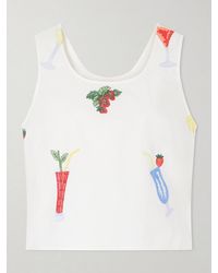 Loretta Caponi - Certaldo Embroidered Cotton Top - Lyst