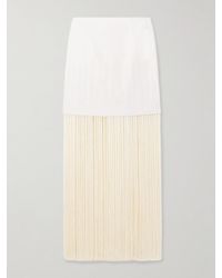 ANDRES OTALORA - Aurora Stutil Fringed Embroidered Cotton-Twill Maxi Skirt - Lyst