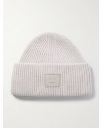 Acne Studios - Appliquéd Ribbed Wool And Yak Hair-Blend Beanie - Lyst
