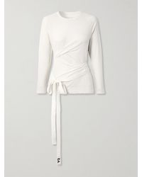 adidas Originals - Y-3 Tie-Detailed Striped Lyocell-Blend Jersey T-Shirt - Lyst