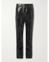 Isabel Marant - Crinkled Cotton-Blend Vinyl Slim-Leg Pants - Lyst