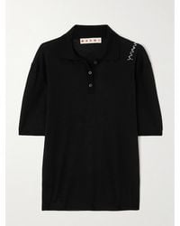 Marni - Embroidered Wool And Silk-Blend Polo - Lyst