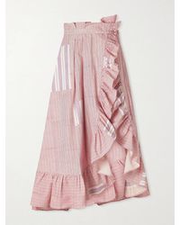 Thierry Colson - Tasha Ruffled Striped Cotton-Voile Wrap Midi Skirt - Lyst