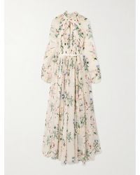 Giambattista Valli - Belted Cutout Pleated Floral-Print Silk-Georgette Gown - Lyst