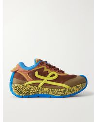 Loewe - Pogo Logo-Detailed Suede-Trimmed Knitted Sneakers - Lyst
