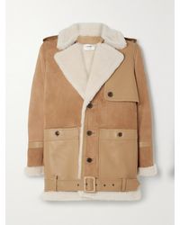 FRAME - Belted Leather-Trimmed Shearling Jacket - Lyst
