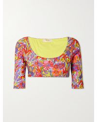 La DoubleJ - Portofino Floral-Print Stretch Bikini Top - Lyst