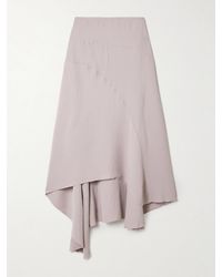 Victoria Beckham - Paneled Asymmetric Crepe Midi Skirt - Lyst