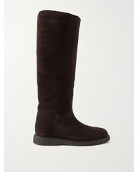 LEGRES - Shearling-Lined Suede Knee Boots - Lyst