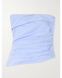 Jonathan Simkhai - Emerson Strapless Ruched Pinstriped Cotton-Poplin Bustier Top - Lyst