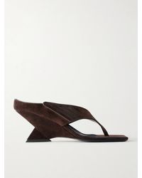 The Attico - Cheope 65 Suede Wedge Thong Sandals - Lyst
