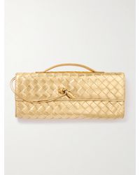 Bottega Veneta - Andiamo Long Intrecciato Metallic Leather Clutch - Lyst