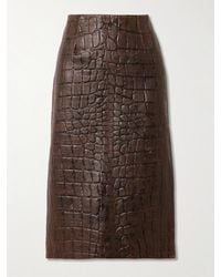 Emilia Wickstead - Lorretta Croc-Effect Leather Midi Skirt - Lyst