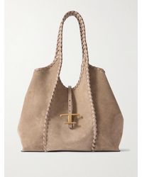 Tod's - T Timeless Schultertasche Aus Veloursleder Mit Lederbesätzen Und Details Im Überwendlichstich - Lyst
