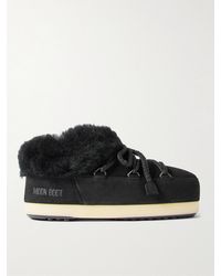 Moon Boot - Evx Shearling-Trimmed Suede Mules - Lyst