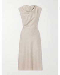 Brunello Cucinelli - Draped Virgin Wool Midi Dress - Lyst
