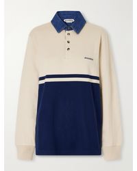 JW Anderson - Contrast Collar Embroidered Striped Cotton-Jersey Polo Shirt - Lyst