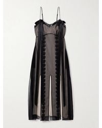Simone Rocha - Bow-Detailed Lace-Trimmed Chiffon Midi Dress - Lyst