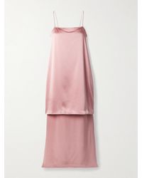 Adam Lippes - Layered Silk-Crepe And Satin Midi Dress - Lyst