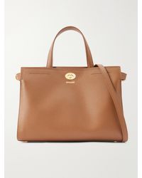 Burberry - Cotswolds Small Checked Canvas-Trimmed Leather Tote - Lyst