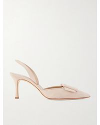 Manolo Blahnik - Maysli 70 Buckled Suede Slingback Pumps - Lyst