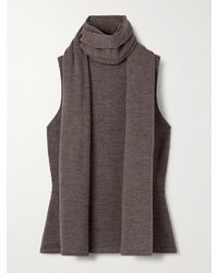 STAUD - Pull Sans Manches À Col Roulé En Laine À Écharpe Canal - Lyst