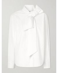 Saint Laurent - Scarf-Detailed Cotton-Poplin Shirt - Lyst
