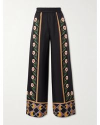 La DoubleJ - Icon Palazzo Printed Silk-Twill Wide-Leg Pants - Lyst