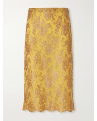 Saint Laurent - Scalloped Metallic Lace Midi-Skirt - Lyst