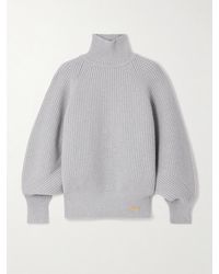 Balmain - Pull À Col Montant En Laine Côtelée - Lyst