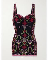 Charo Ruiz - Carole Ric Rac-Trimmed Embroidered Cotton-Blend Mini Dress - Lyst