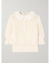 Chloé - Lace-Trimmed Cotton, Alpaca And Silk-Blend Polo Sweater - Lyst